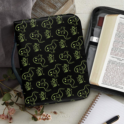 Boo Ghost Pattern Print Leather Bible Cover
