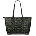 Boo Ghost Pattern Print Leather Tote Bag With Zipper