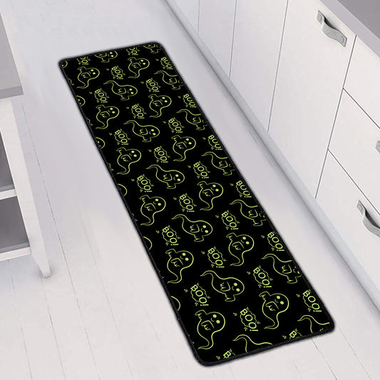 Boo Ghost Pattern Print Long Kitchen Mat