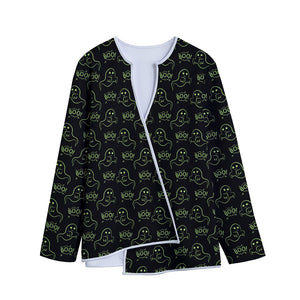 Boo Ghost Pattern Print Long Sleeve Short Coat