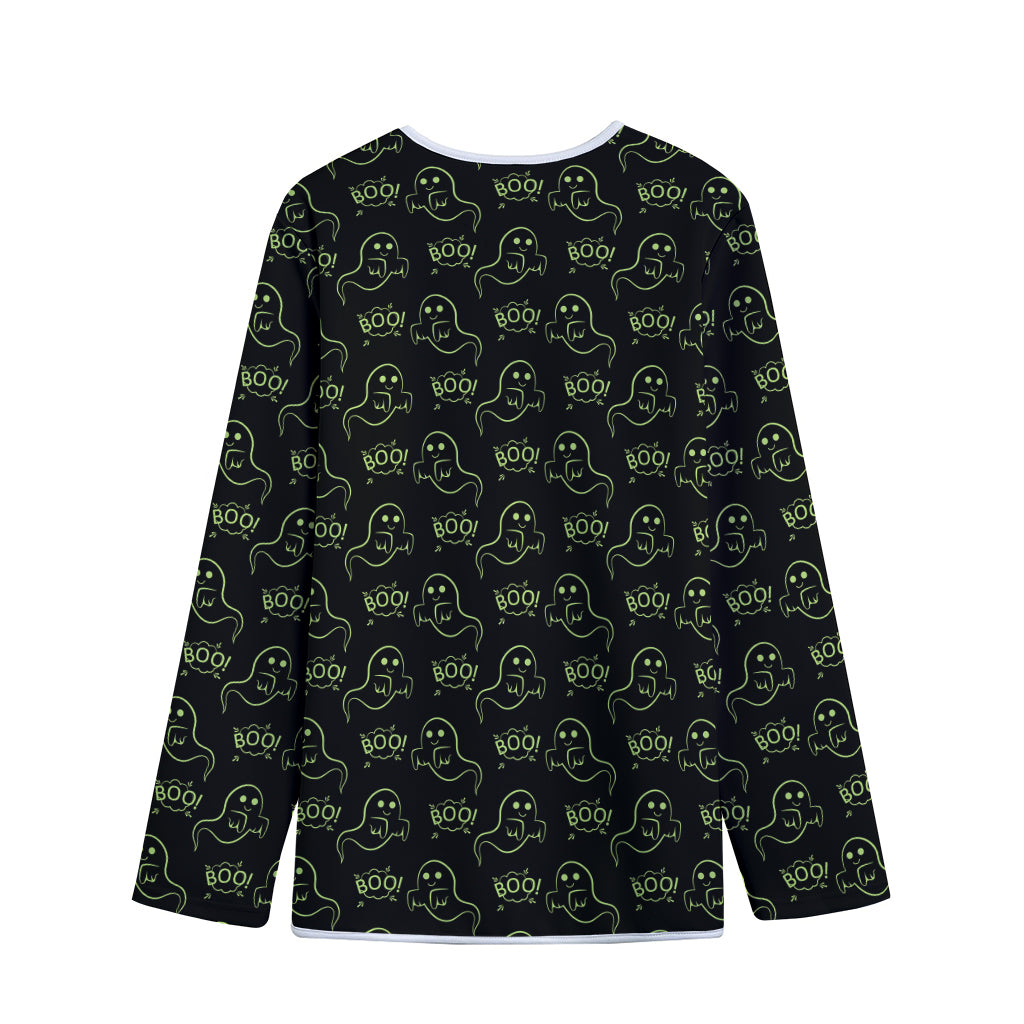 Boo Ghost Pattern Print Long Sleeve Short Coat