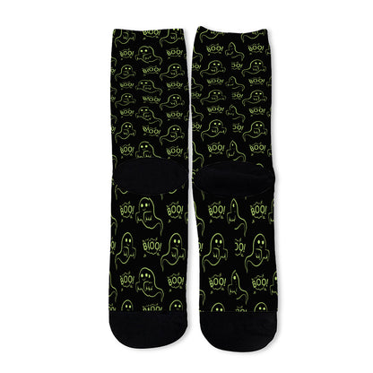 Boo Ghost Pattern Print Long Socks