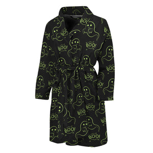 Boo Ghost Pattern Print Men's Bathrobe