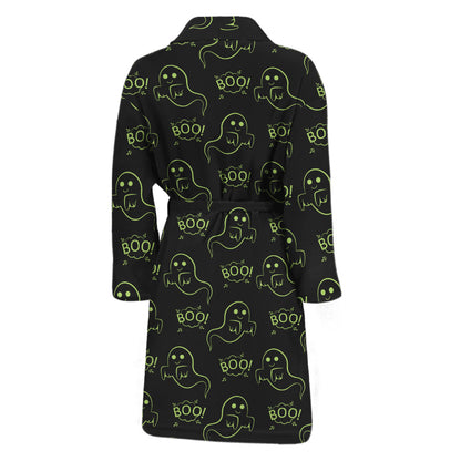 Boo Ghost Pattern Print Men's Bathrobe