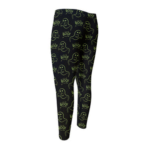 Boo Ghost Pattern Print Men's Compression Pants