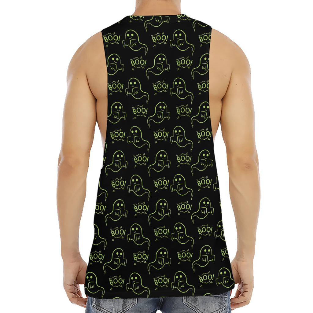 Boo Ghost Pattern Print Men's Muscle Tank Top