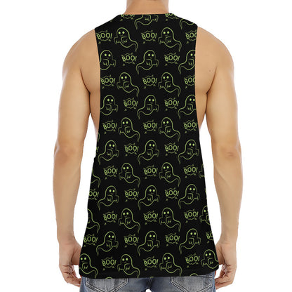Boo Ghost Pattern Print Men's Muscle Tank Top