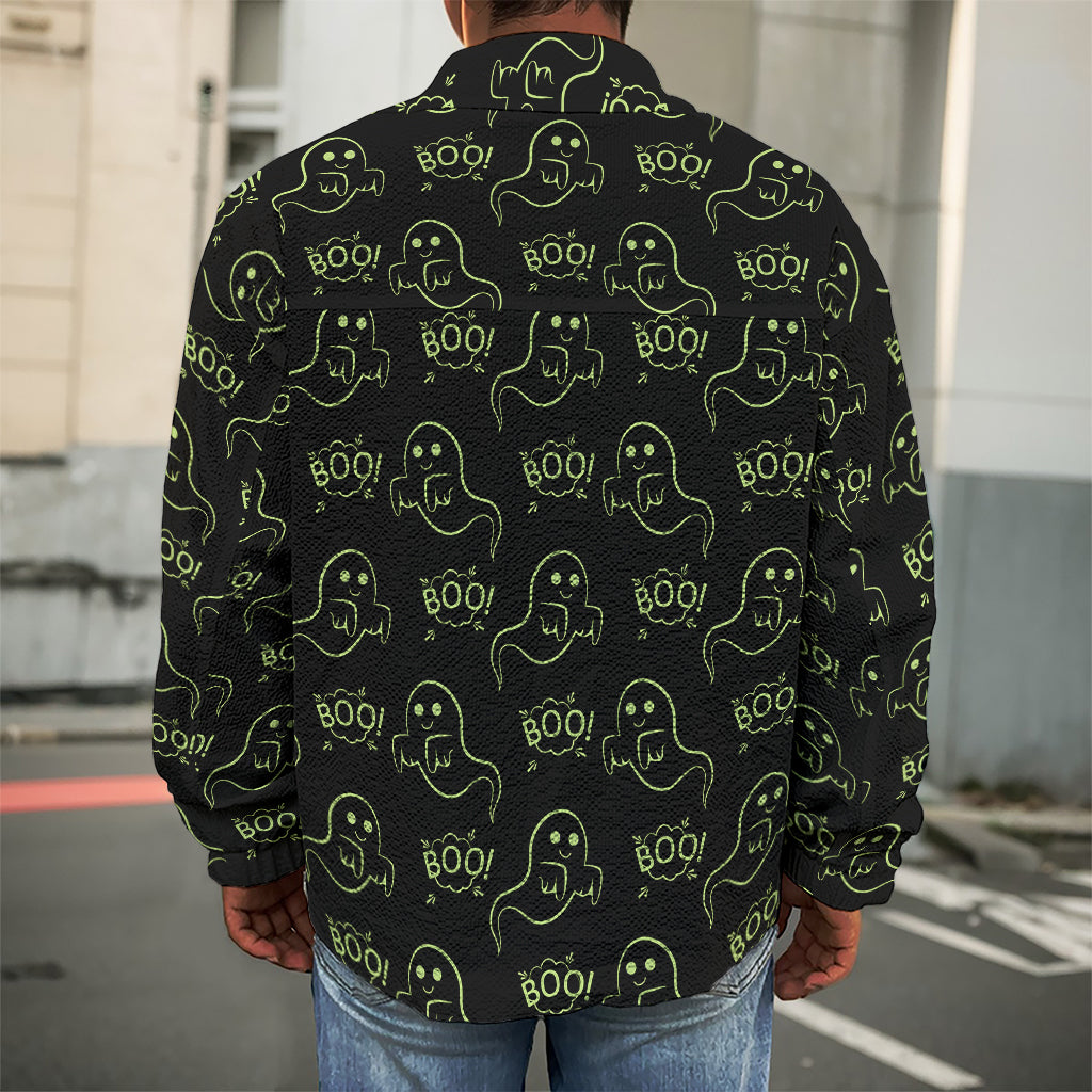 Boo Ghost Pattern Print Men's Shirt Jacket