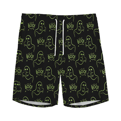Boo Ghost Pattern Print Men's Sports Shorts