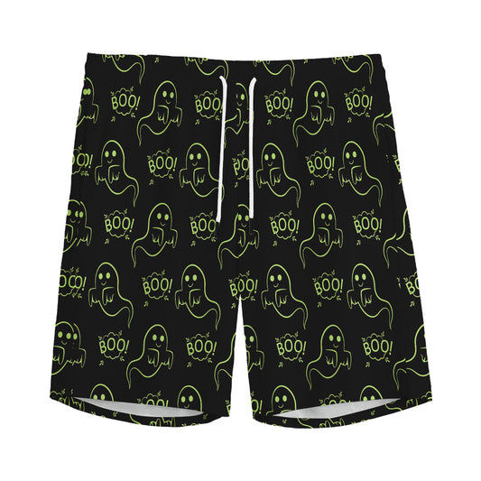 Boo Ghost Pattern Print Men's Sports Shorts