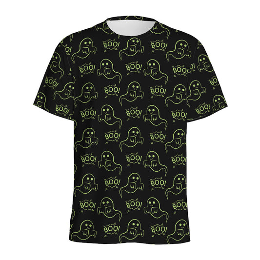 Boo Ghost Pattern Print Men's Sports T-Shirt
