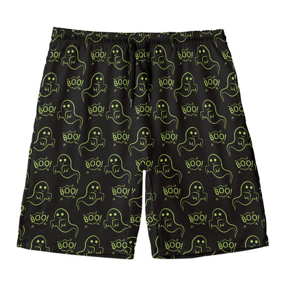 Boo Ghost Pattern Print Men's Swim Trunks