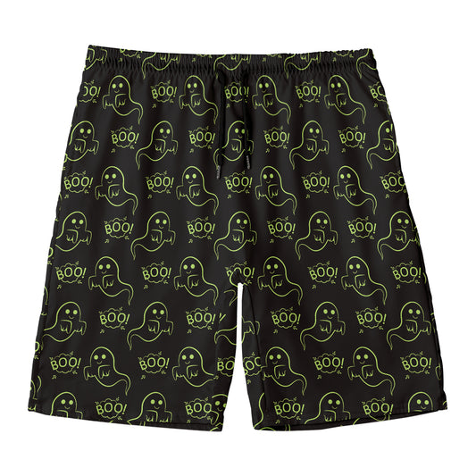 Boo Ghost Pattern Print Men's Swim Trunks