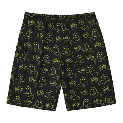 Boo Ghost Pattern Print Men's Swim Trunks