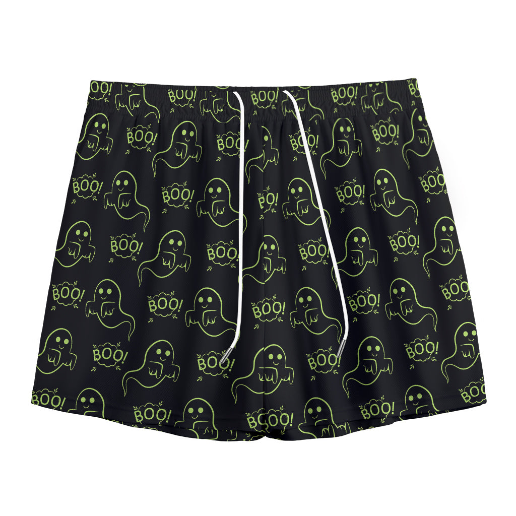 Boo Ghost Pattern Print Mesh Shorts