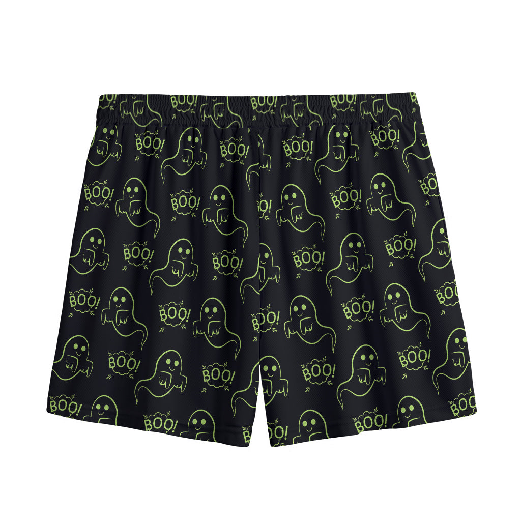 Boo Ghost Pattern Print Mesh Shorts