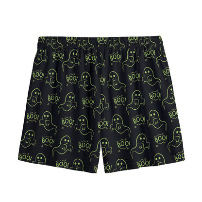 Boo Ghost Pattern Print Mesh Shorts