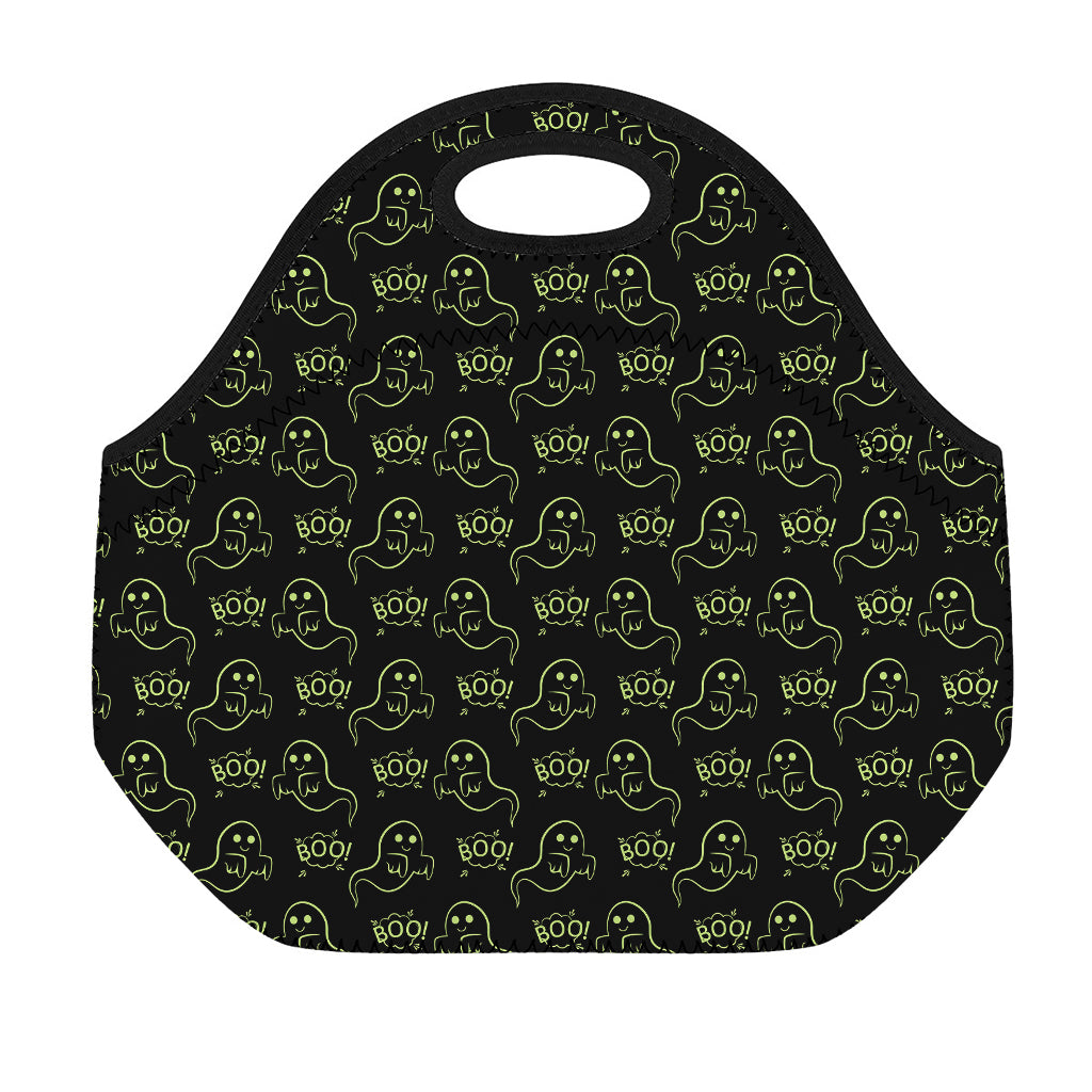 Boo Ghost Pattern Print Neoprene Lunch Bag