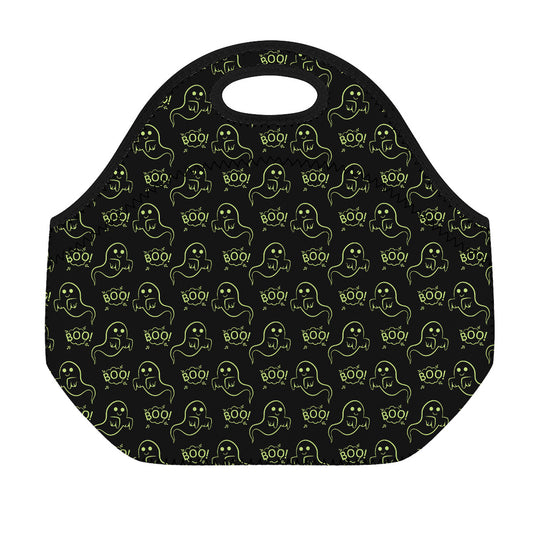 Boo Ghost Pattern Print Neoprene Lunch Bag