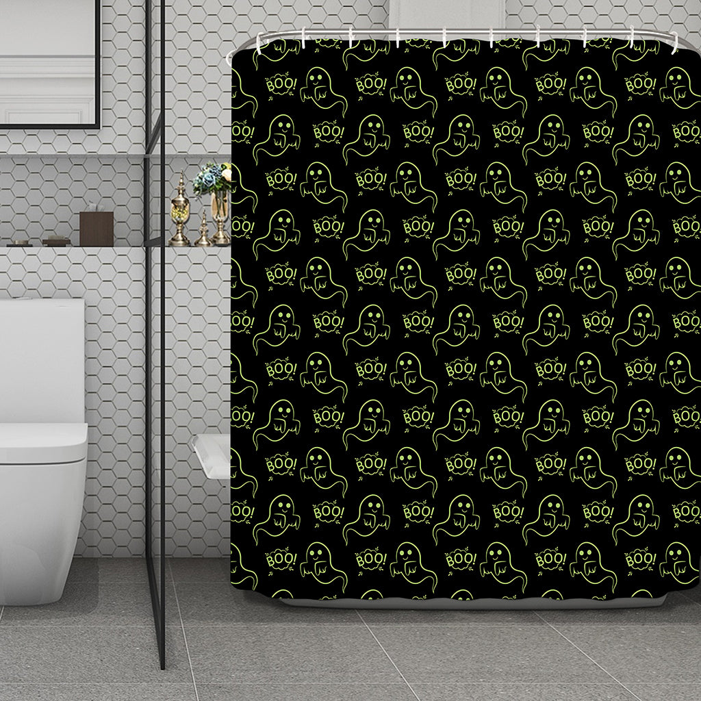 Boo Ghost Pattern Print Polyester Shower Curtain