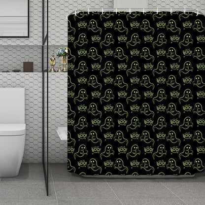 Boo Ghost Pattern Print Polyester Shower Curtain