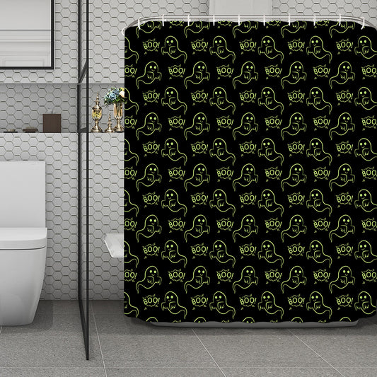 Boo Ghost Pattern Print Polyester Shower Curtain