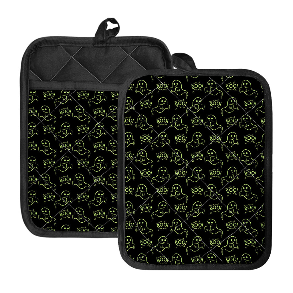 Boo Ghost Pattern Print Pot Holders With Pocket
