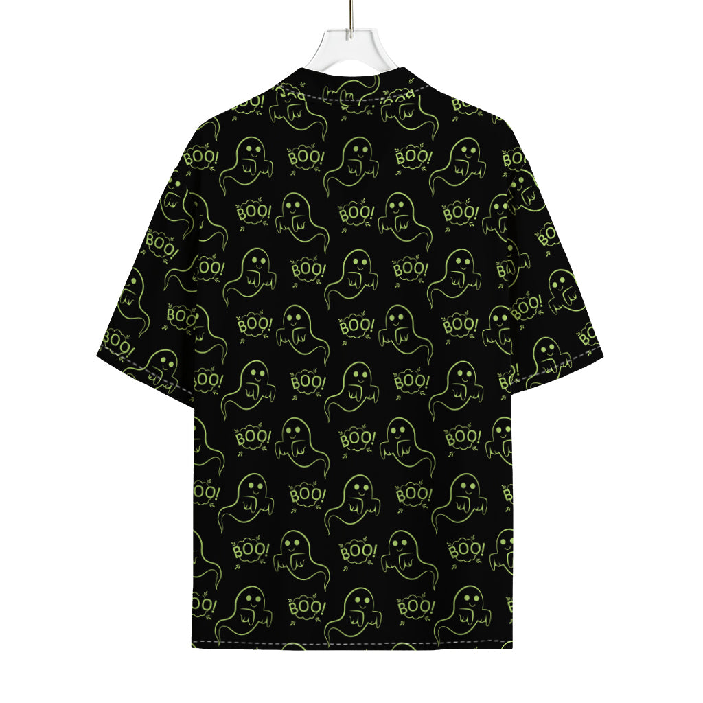 Boo Ghost Pattern Print Rayon Hawaiian Shirt
