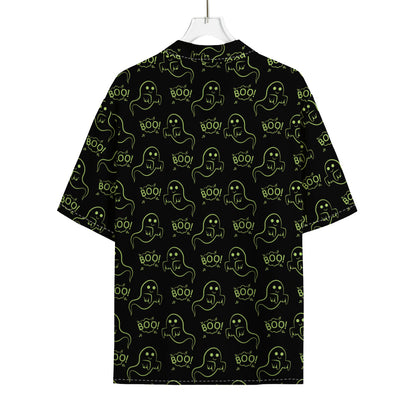 Boo Ghost Pattern Print Rayon Hawaiian Shirt