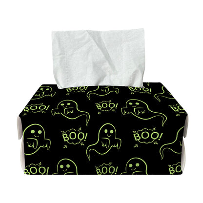 Boo Ghost Pattern Print Rectangle Tissue Box Cover