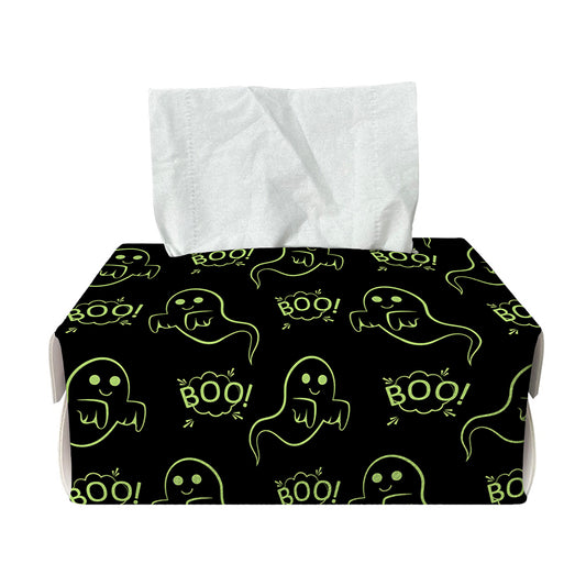 Boo Ghost Pattern Print Rectangle Tissue Box Cover