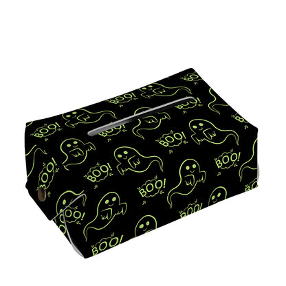 Boo Ghost Pattern Print Rectangle Tissue Box Cover