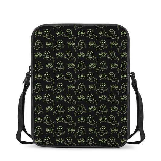 Boo Ghost Pattern Print Rectangular Crossbody Bag
