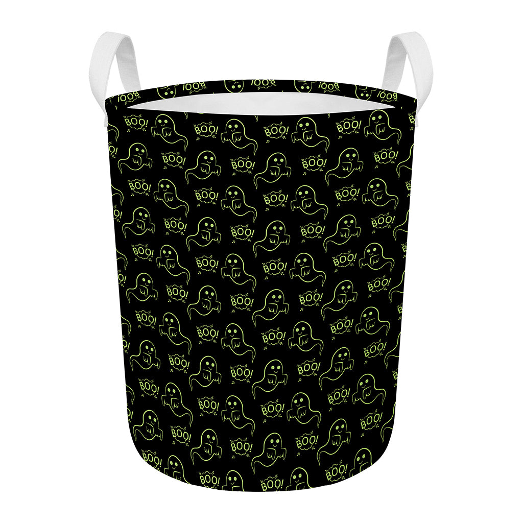 Boo Ghost Pattern Print Round Laundry Basket