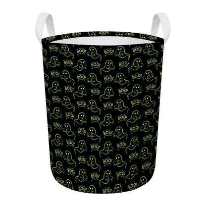 Boo Ghost Pattern Print Round Laundry Basket