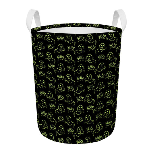Boo Ghost Pattern Print Round Laundry Basket