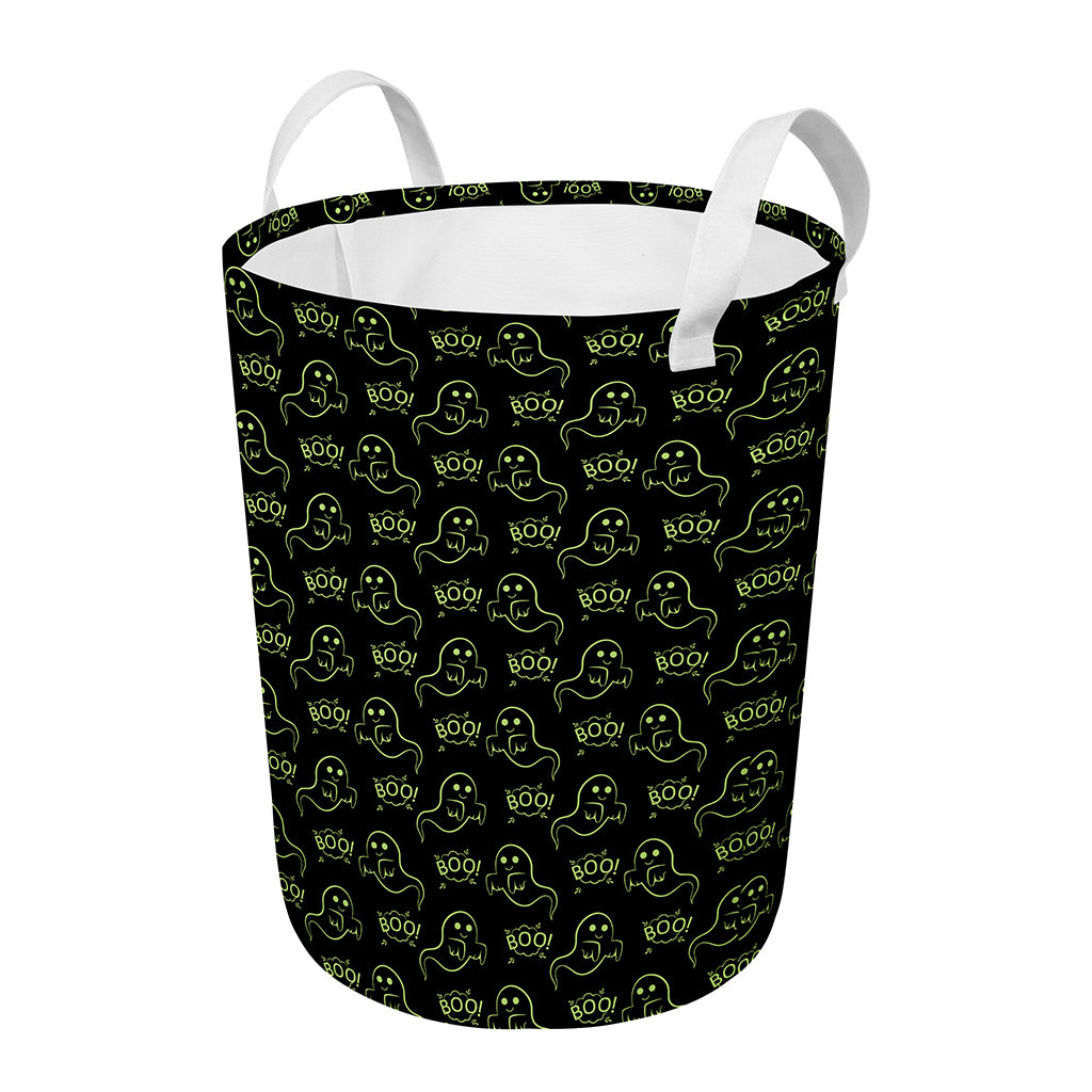 Boo Ghost Pattern Print Round Laundry Basket
