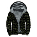 Boo Ghost Pattern Print Sherpa Lined Zip Up Hoodie