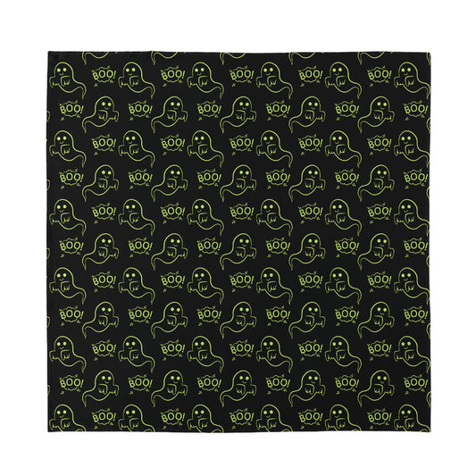 Boo Ghost Pattern Print Silk Bandana