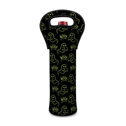 Boo Ghost Pattern Print Single Neoprene Wine Tote