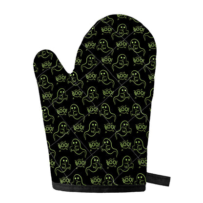 Boo Ghost Pattern Print Single Oven Mitt