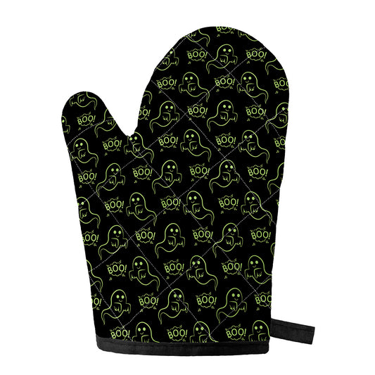 Boo Ghost Pattern Print Single Oven Mitt