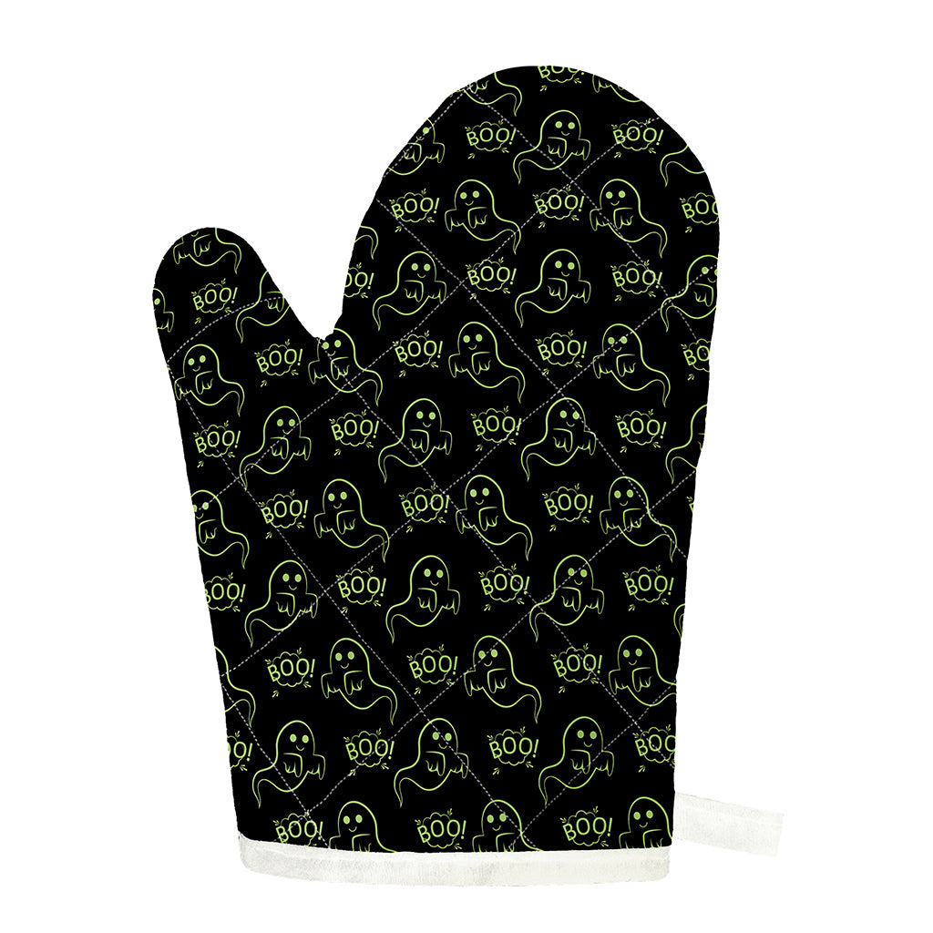 Boo Ghost Pattern Print Single Oven Mitt