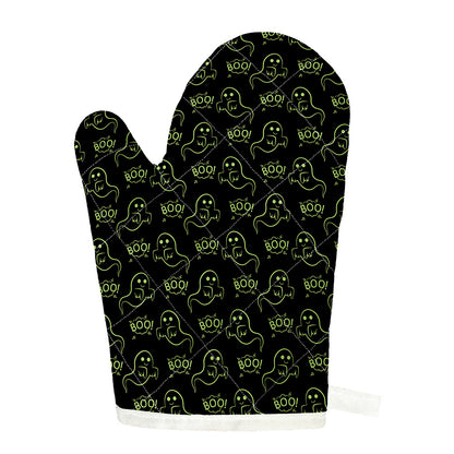 Boo Ghost Pattern Print Single Oven Mitt
