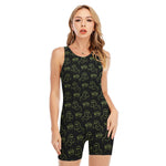 Boo Ghost Pattern Print Sleeveless One Piece Swimsuit