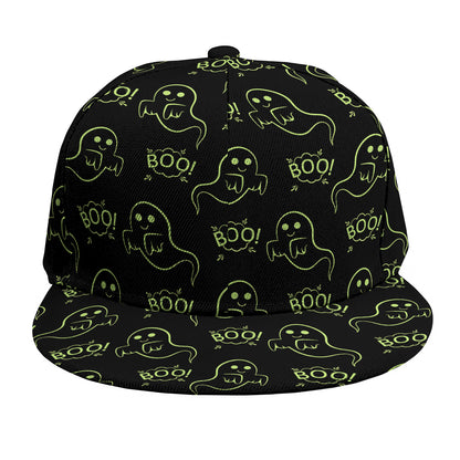 Boo Ghost Pattern Print Snapback Cap