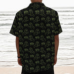 Boo Ghost Pattern Print Textured Short Sleeve Shirt