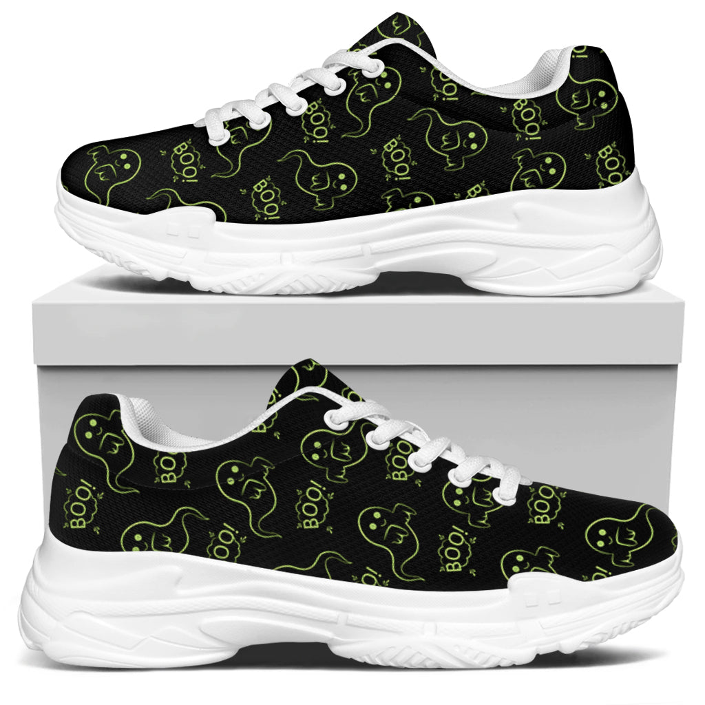 Boo Ghost Pattern Print White Chunky Shoes