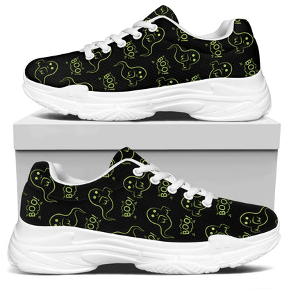 Boo Ghost Pattern Print White Chunky Shoes
