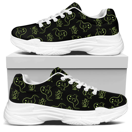 Boo Ghost Pattern Print White Chunky Shoes